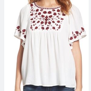Lucky Brand Hannah embroidered top Size Large